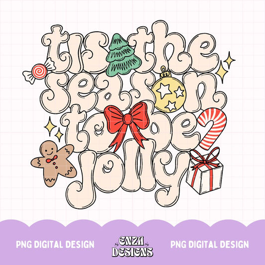 Tis The Season To Be Jolly Png Digital Design, Christmas Shirt Design, Trending Sublimation Png, Coquette Christmas Files Instant Download