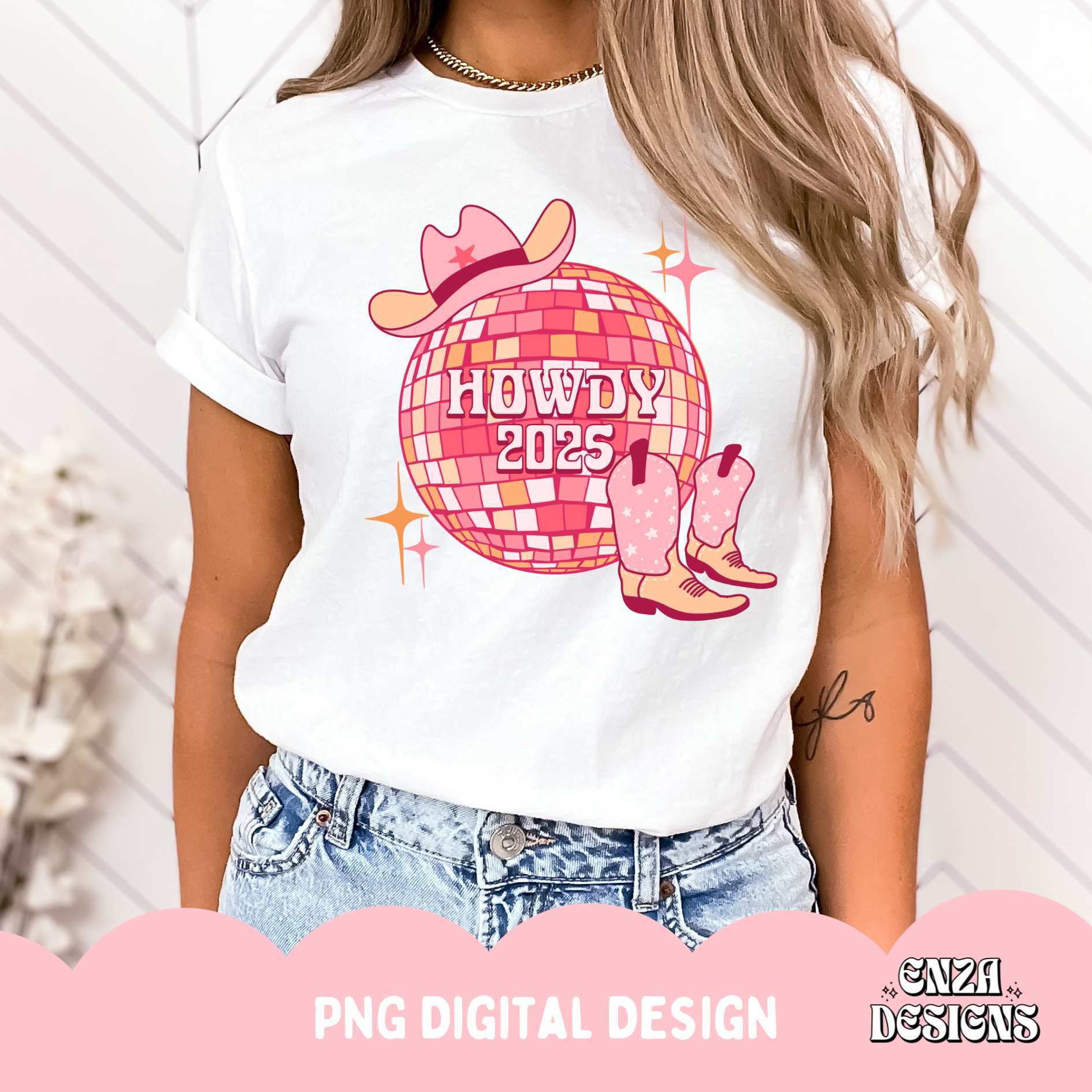 Howdy 2025 Png Digital Design Sublimation Instant Download, Happy New Year Png, 2025 Nye Party Shirt Png Design, Cowgirl New Years Eve Png