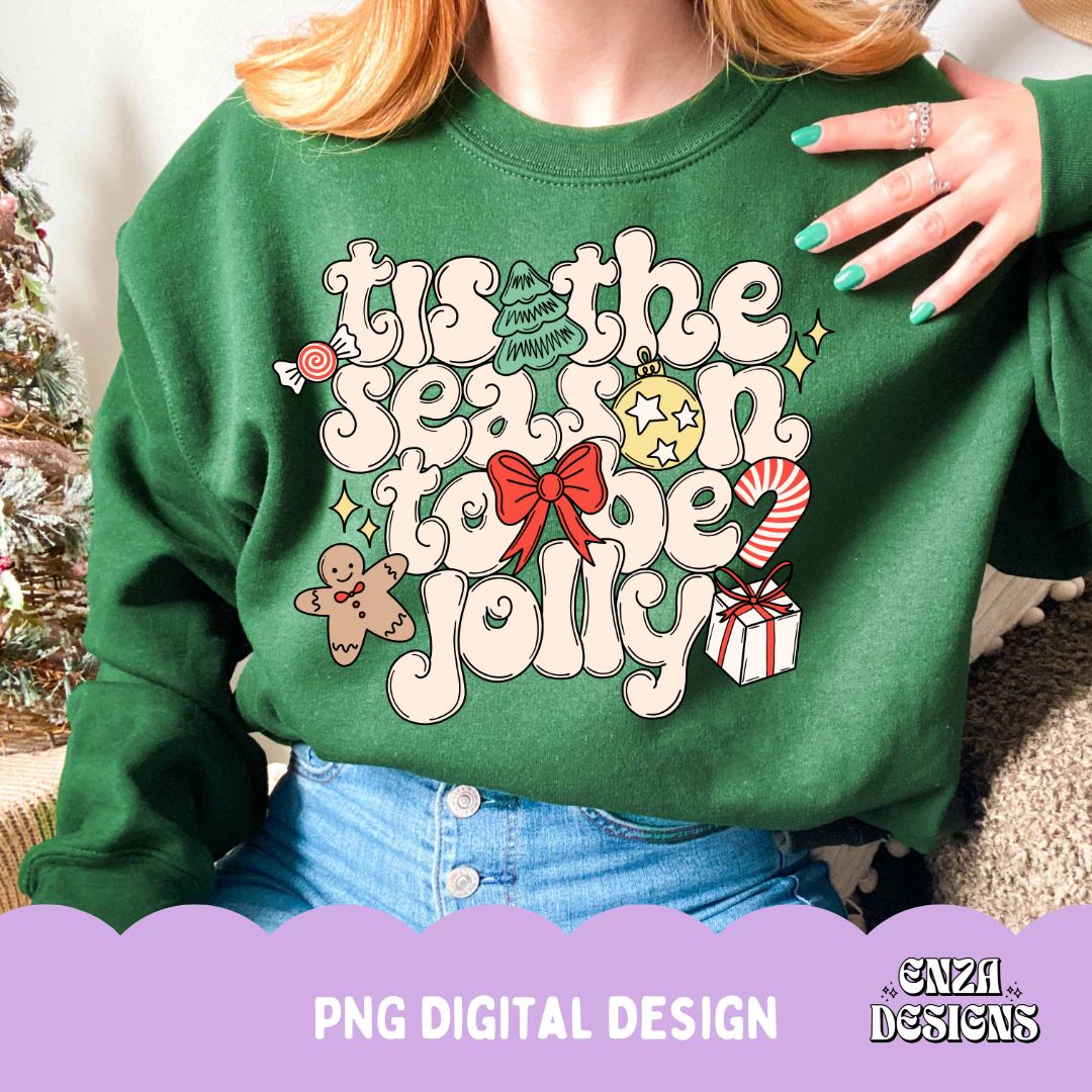 Tis The Season To Be Jolly Png Digital Design, Christmas Shirt Design, Trending Sublimation Png, Coquette Christmas Files Instant Download