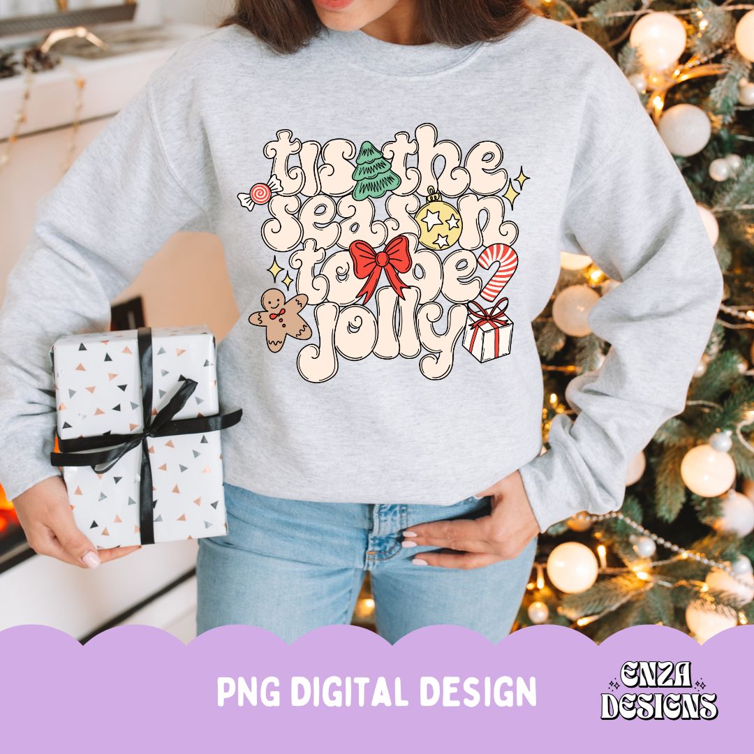 Tis The Season To Be Jolly Png Digital Design, Christmas Shirt Design, Trending Sublimation Png, Coquette Christmas Files Instant Download