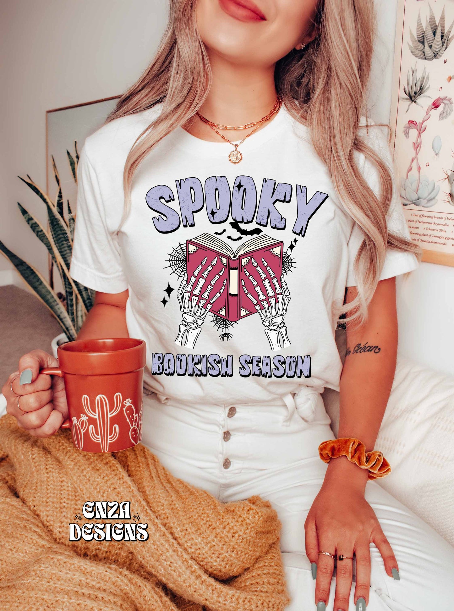 Violet Spooky Bookish Season Png, Halloween Bookish Png Design, Fall Book Lover Png Design For Sublimation Dtf UVDtf, Trendy Skeleton Png Designs For Shirts (Copy)