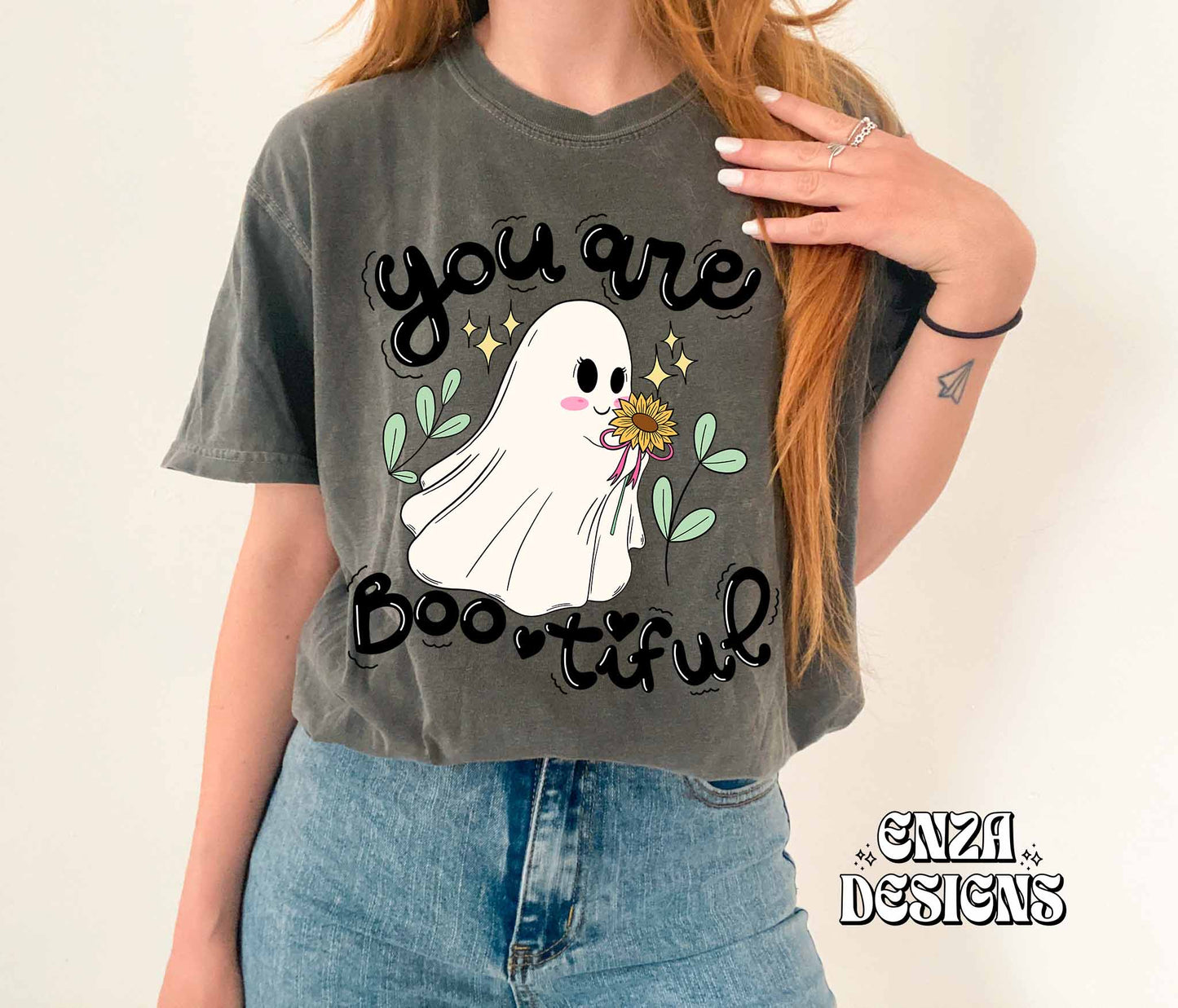 You Are Bootiful Png, Funny Halloween Shirt Png, Cute Ghost Png, Fall Png, Floral Ghost Halloween Png, Boo Ghost Png Sublimation Design