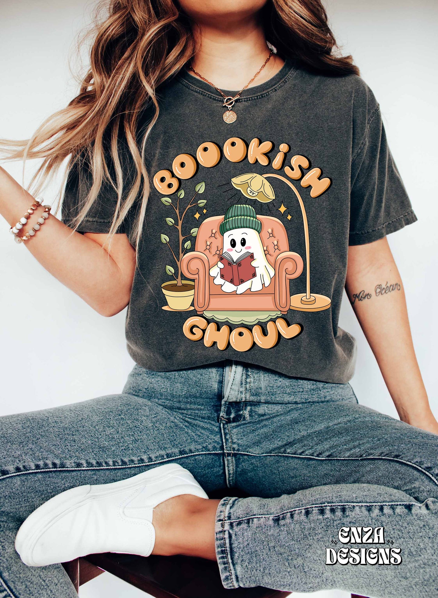 Bookish Ghoul Png, Halloween Bookish Png Design, Fall Book Lover Png Design For Sublimation Dtf UVDtf, Cute Ghost Png, Trendy Autumn Png Designs For Shirts