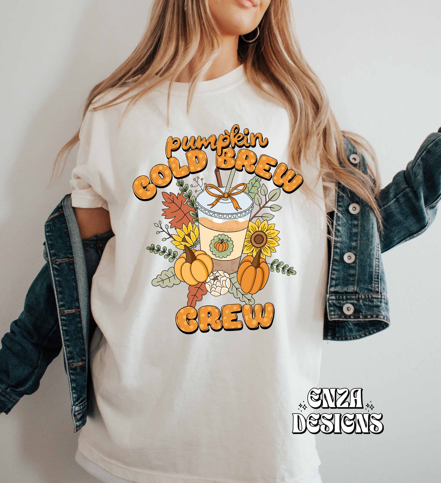 Pumpkin Cold Brew Crew Png, Trendy Fall Png Design For Sublimation Dtf UVDtf, Pumpkin Latte Autumn Png Designs For Shirts