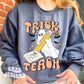 Trick Or Teach Teacher Halloween Png Design For Sublimation Dtf UVDtf, Trendy Teacher Fall Png Designs For Shirts, Pencil With Ghost Png