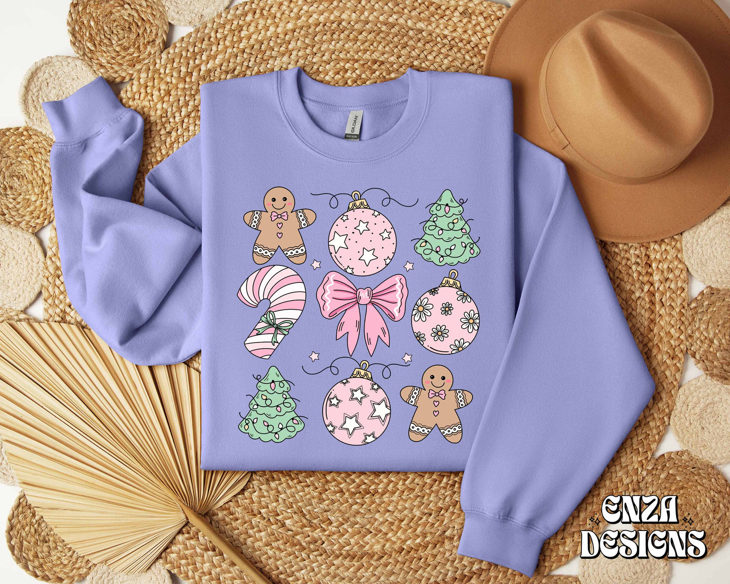 Pink Christmas Ornaments Png, Ginger Bread Shirt Design, Christmas Trees Png, Cute Christmas Png, Christmas Shirt Png Sublimation Design Digital Download