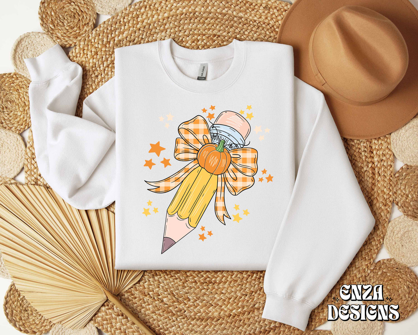 Fall Teacher Png Design For Sublimation Dtf UVDtf, Trendy Teacher Autumn Png Designs For Shirts, Coquette Pencil With Gingham Print Bow