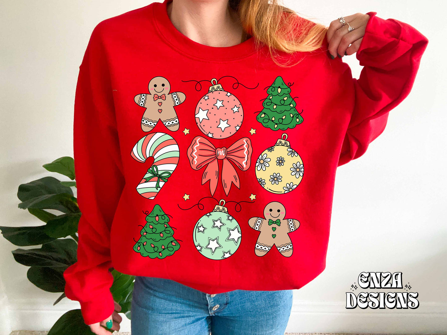 Cute Christmas Ornaments Png Digital Design, Ginger Bread Shirt Design, Christmas Trees Png, Christmas Shirt Png Sublimation Design Digital Download