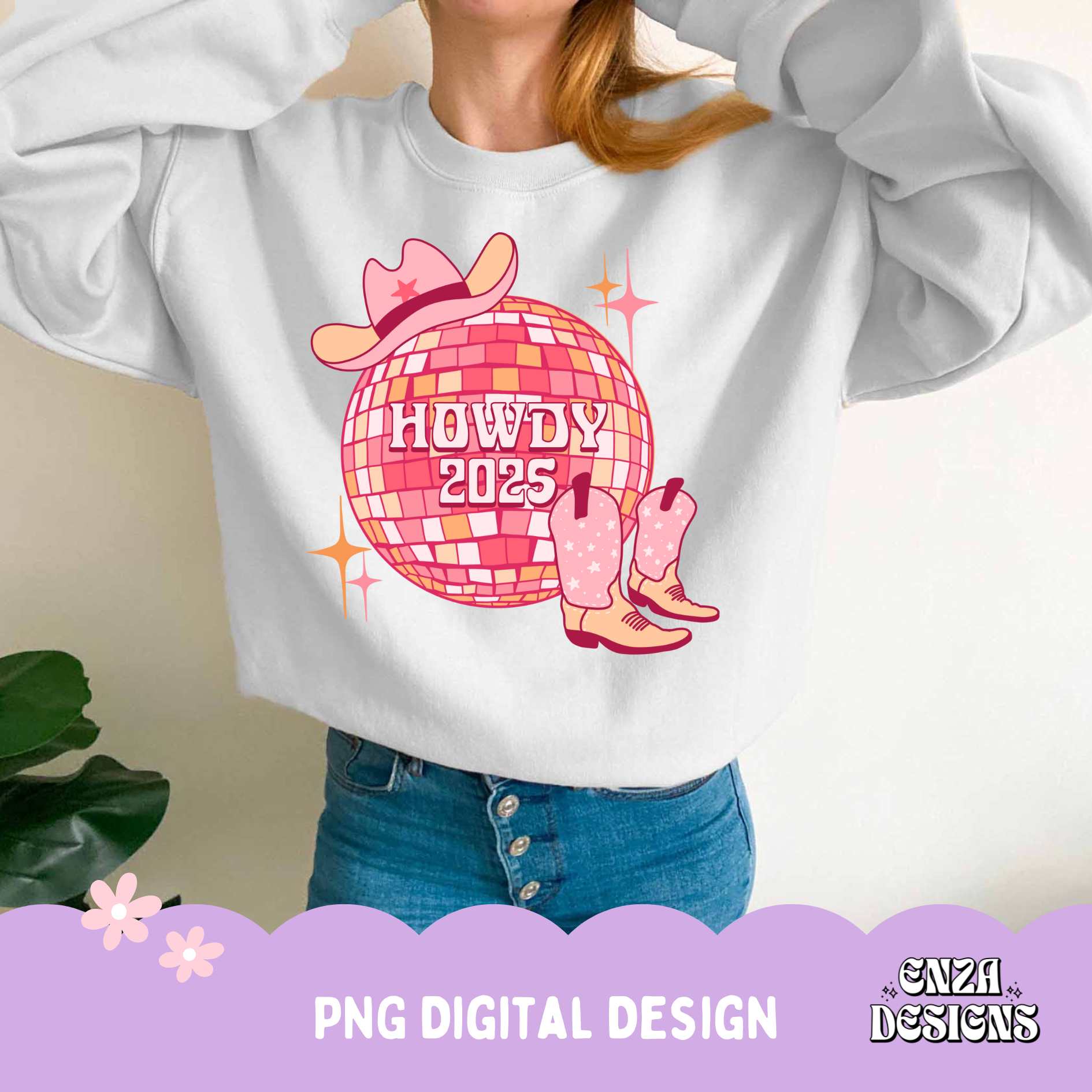 Howdy 2025 Png Digital Design Sublimation Instant Download, Happy New Year Png, 2025 Nye Party Shirt Png Design, Cowgirl New Years Eve Png