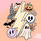 Retro Halloween Png Shirt Design, Spooky Season Png, Checkered Lightning, Retro Smiley Sublimation, Halloween Sublimation Shirt Png