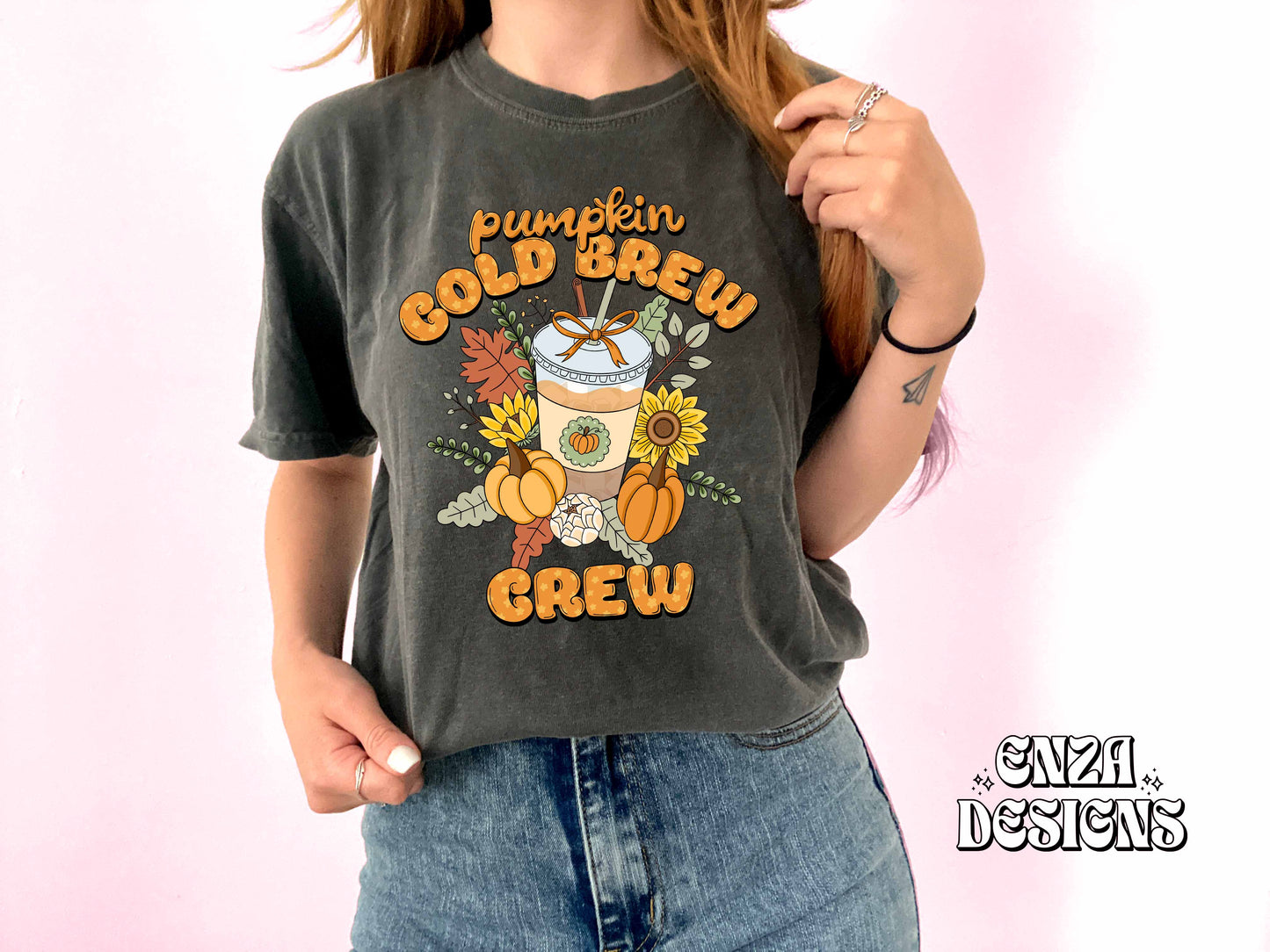 Pumpkin Cold Brew Crew Png, Trendy Fall Png Design For Sublimation Dtf UVDtf, Pumpkin Latte Autumn Png Designs For Shirts