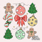 Cute Christmas Ornaments Png Digital Design, Ginger Bread Shirt Design, Christmas Trees Png, Christmas Shirt Png Sublimation Design Digital Download