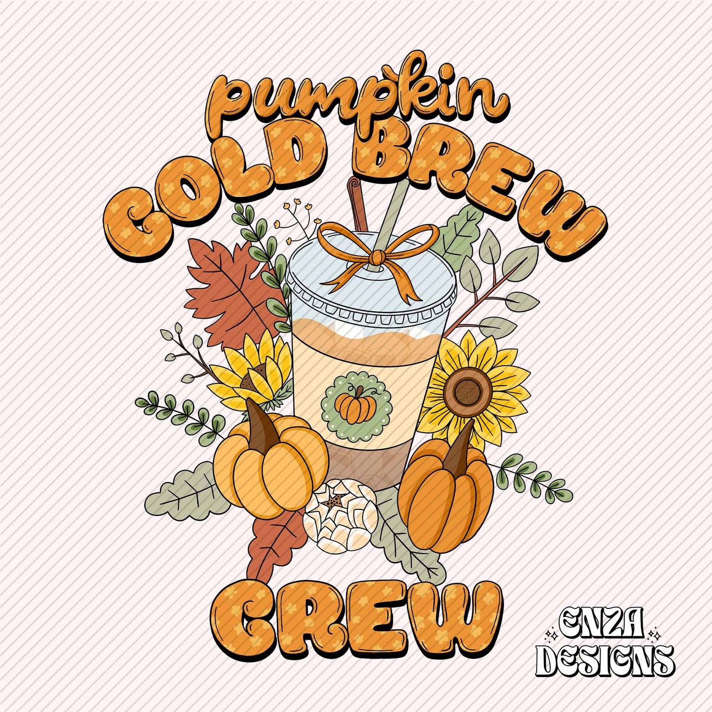 Pumpkin Cold Brew Crew Png, Trendy Fall Png Design For Sublimation Dtf UVDtf, Pumpkin Latte Autumn Png Designs For Shirts