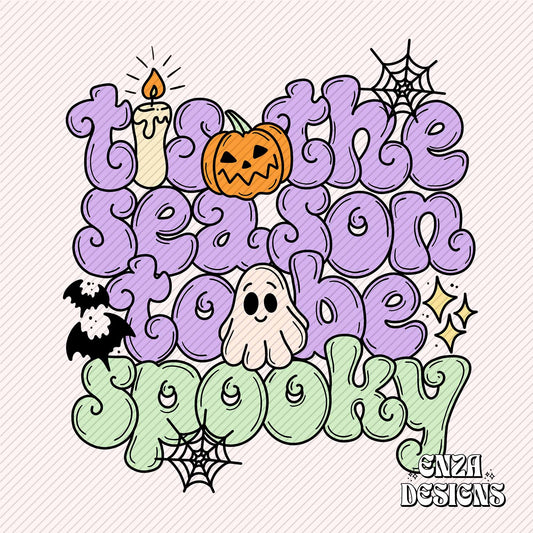 Tis The Season To Be Spooky Png, Halloween Png Design, Spooky Vibes Png Design For Sublimation Dtf UVDtf, Cute Ghost Png, Trendy Halloween Png Designs For Shirts