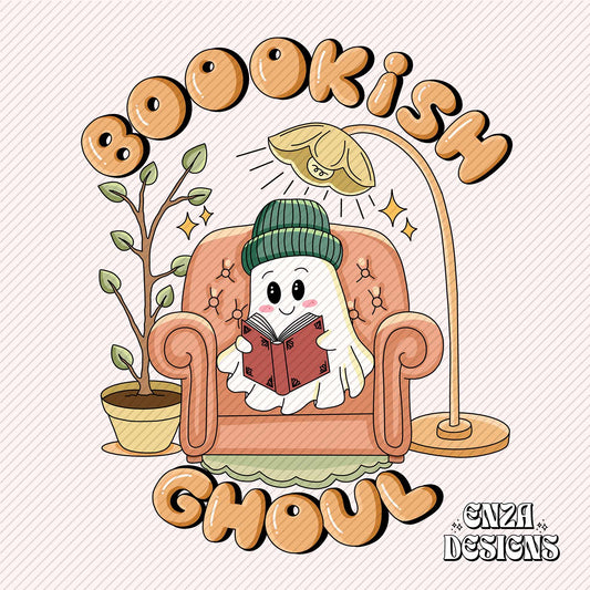 Bookish Ghoul Png, Halloween Bookish Png Design, Fall Book Lover Png Design For Sublimation Dtf UVDtf, Cute Ghost Png, Trendy Autumn Png Designs For Shirts