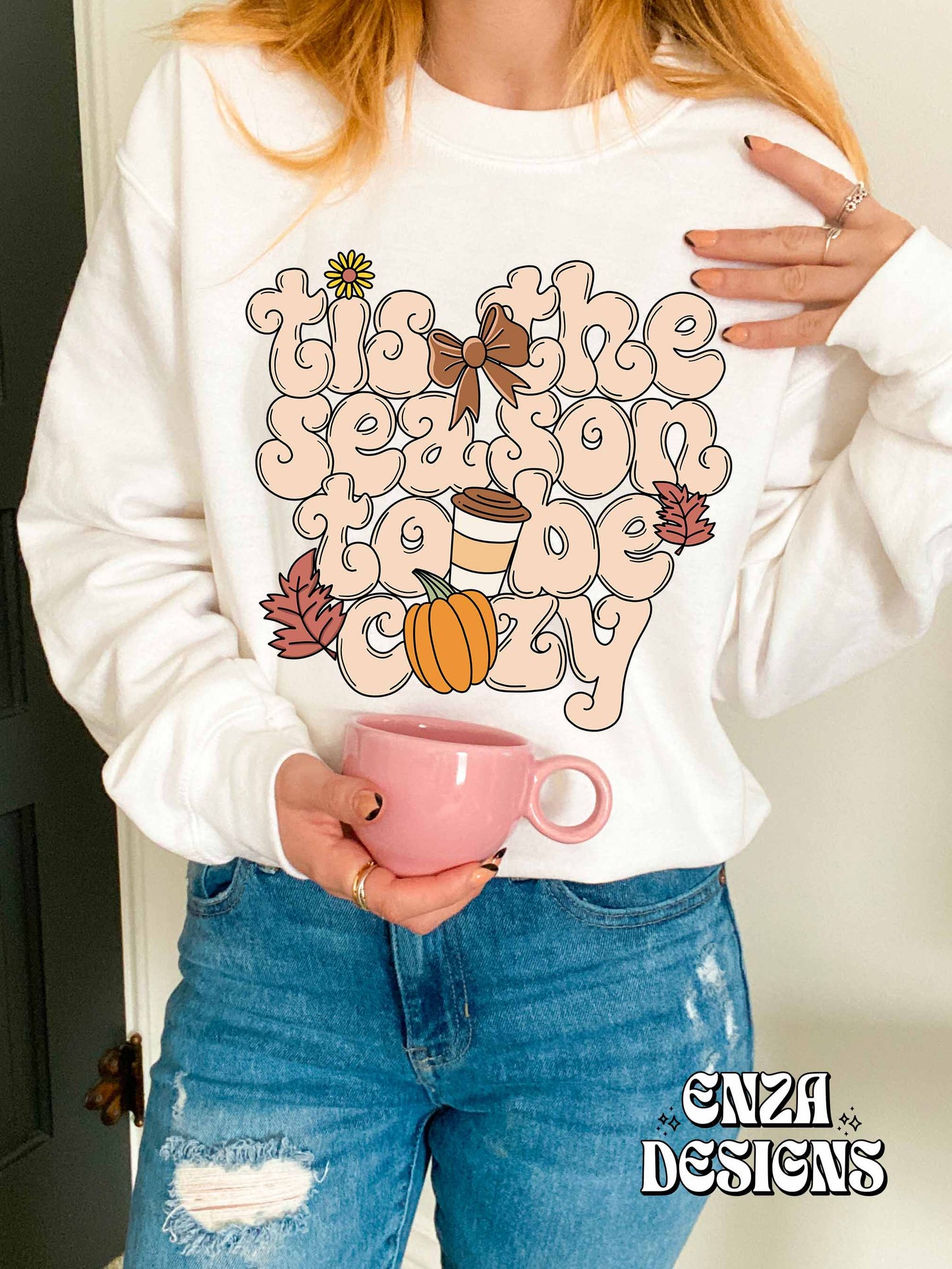 Tis The Season To Be Cozy Png, Trendy Fall Png Design For Sublimation Dtf UVDtf, Autumn Png Designs For Shirts