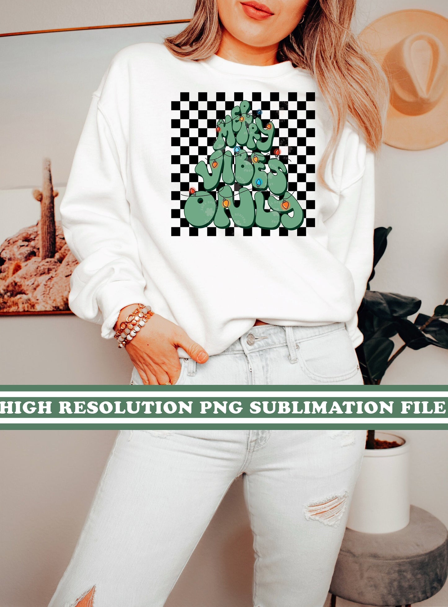 Christmas Png, Merry Vibes Only Png, Checkered Png, Retro Christmas Png, Christmas Sweatshirt Design, Christmas Sublimation, Holidays Png