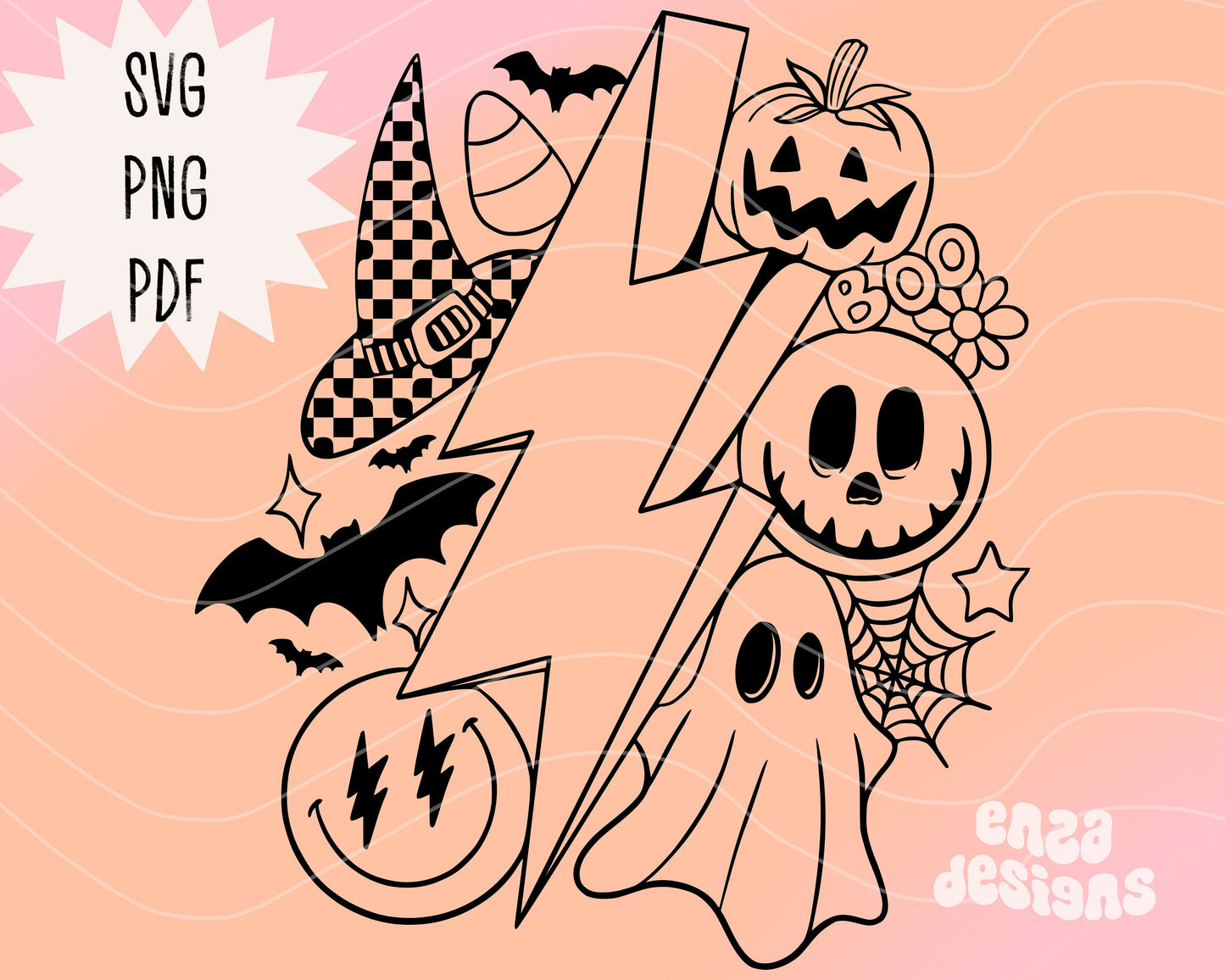 Halloween Svg Files, Lightning Bolt Svg, Halloween Shirt Svg, Smiley Halloween Png, Checkered Svg, Svg Designs, Retro Halloween Png Files