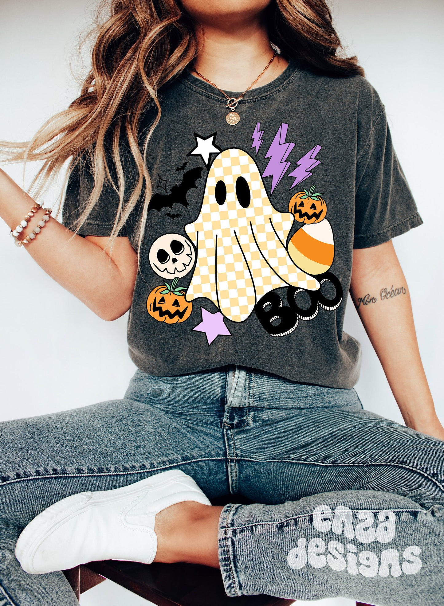 Ghost Png, Halloween Png, Collage Png, Spooky Season Png, Checkered Ghost, Retro Halloween Png, Sublimation Png Designs, Boy Halloween Png