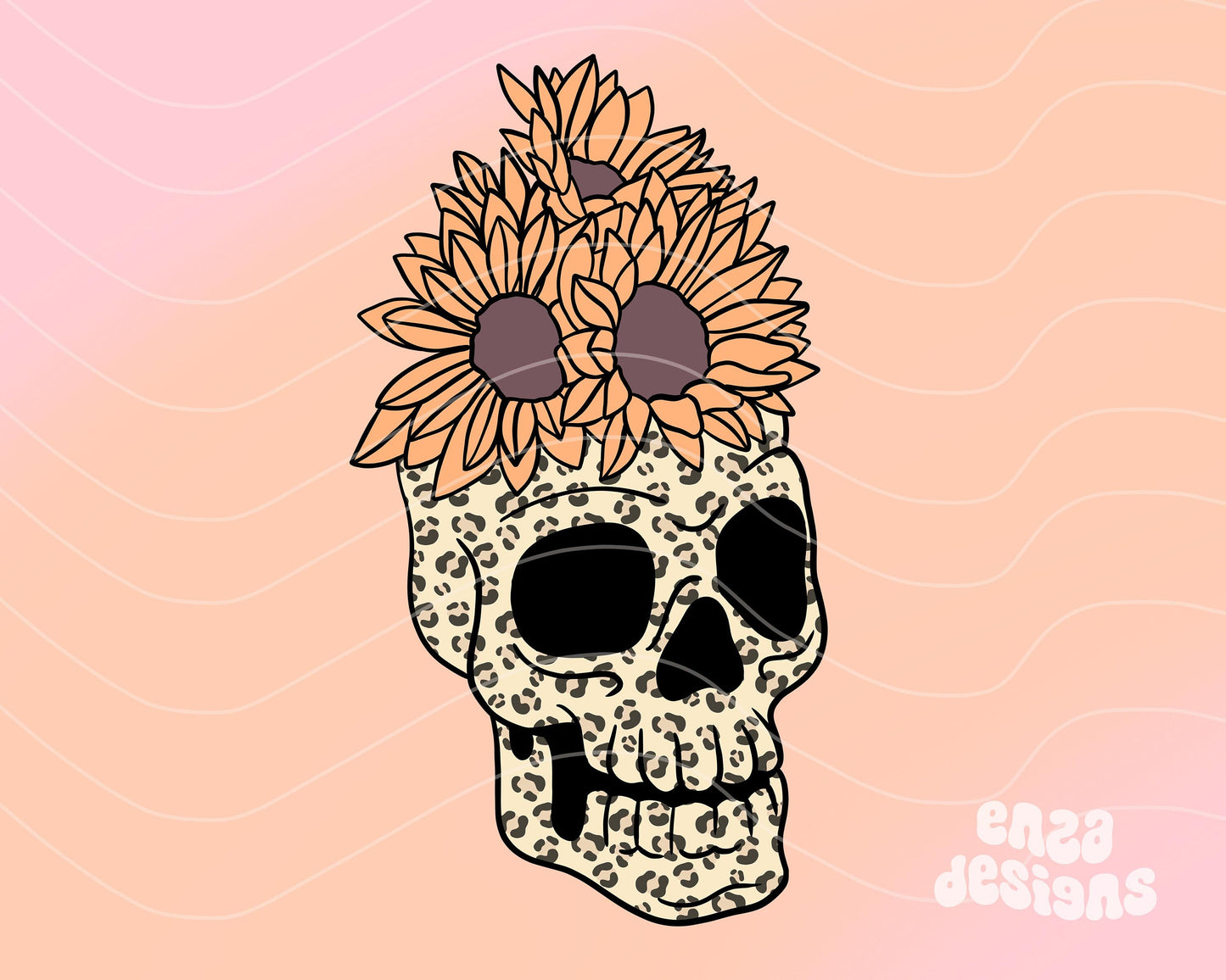 Boho Leopard Skull Png, Skull Sublimation Designs, Skull With Flowers Png, Halloween Shirt Png, Halloween Png files, Skull Png For Shirts