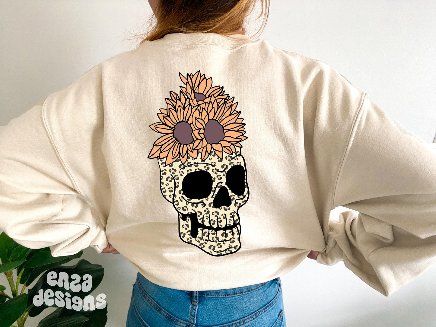 Boho Leopard Skull Png, Skull Sublimation Designs, Skull With Flowers Png, Halloween Shirt Png, Halloween Png files, Skull Png For Shirts