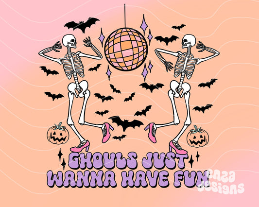 Halloween Shirt Design, Ghouls Just Wanna Have Fun Png, Groovy Halloween Png, Western Halloween Png, Halloween Sublimation Designs