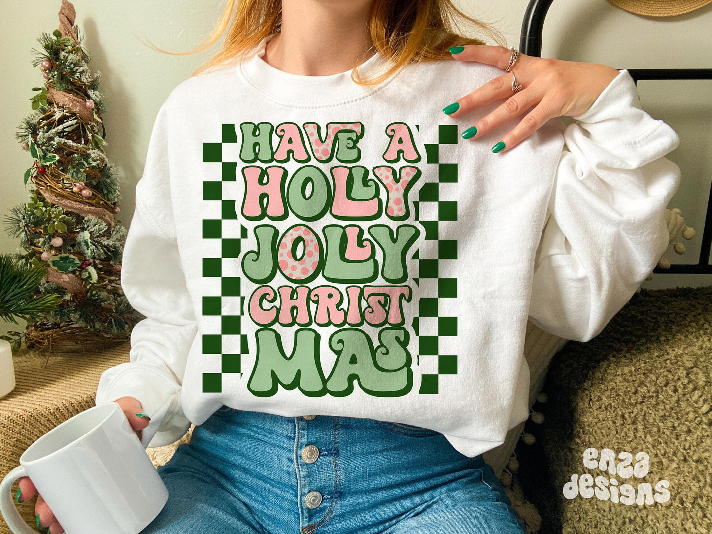 Have a Holly Jolly Christmas Png, Retro Christmas Png, Checkered Christmas Png, Kids Christmas Shirt Design, Christmas Sublimation Designs