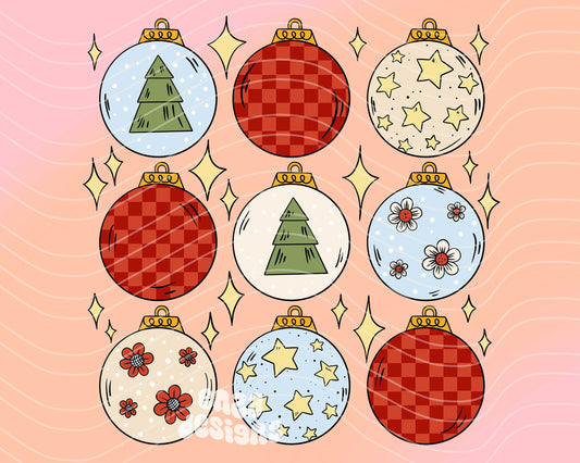 Christmas Ornaments Png, Christmas Trees Png, Retro Christmas Png, Christmas Shirt Sublimation Design Digital Download, Checkered Christmas