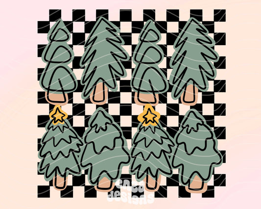 Checkered Trees Png, Christmas Png, Retro Christmas Png, Kids Christmas Shirt Design, Christmas Sublimation Designs, Holidays Png